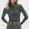 Women Wrap London Jersey Tops*Button-Through Top