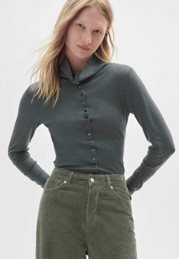 Women Wrap London Jersey Tops*Button-Through Top