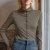 Women Wrap London Jersey Tops*Button-Through Top