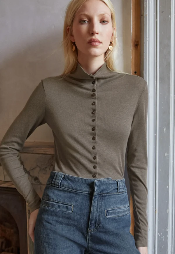 Women Wrap London Jersey Tops*Button-Through Top