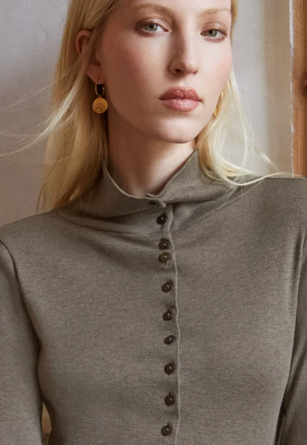 Women Wrap London Jersey Tops*Button-Through Top