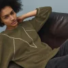 Women Wrap London Jersey Tops*Embroidered Sweatshirt