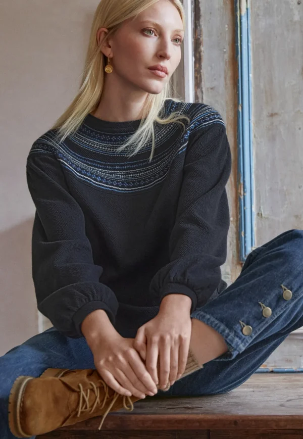 Women Wrap London Jersey Tops*Embroidered Sweatshirt
