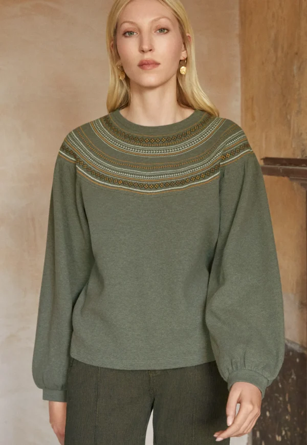 Women Wrap London Jersey Tops*Embroidered Sweatshirt