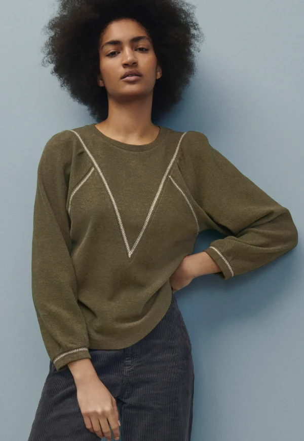 Women Wrap London Jersey Tops*Embroidered Sweatshirt