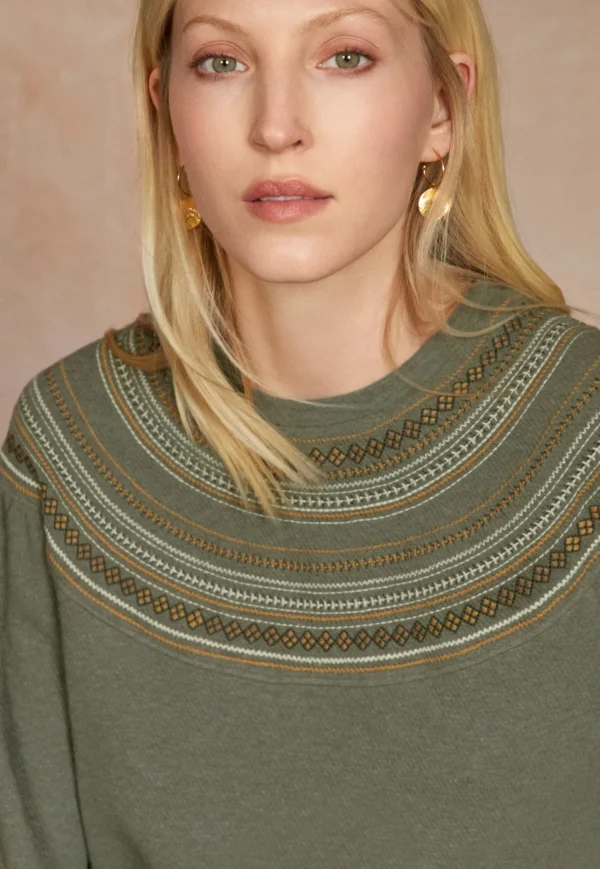 Women Wrap London Jersey Tops*Embroidered Sweatshirt