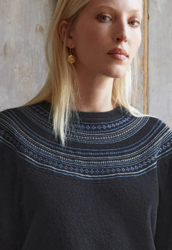 Women Wrap London Jersey Tops*Embroidered Sweatshirt
