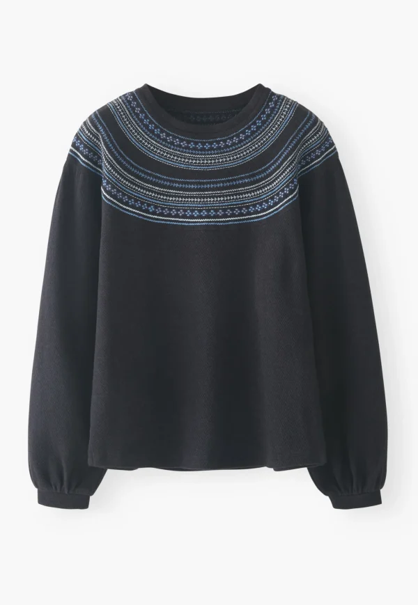 Women Wrap London Jersey Tops*Embroidered Sweatshirt