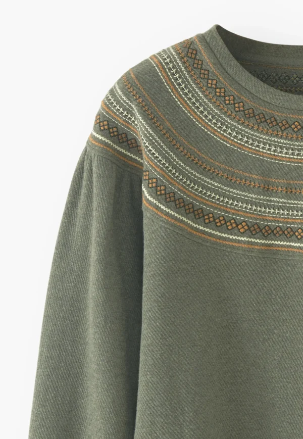 Women Wrap London Jersey Tops*Embroidered Sweatshirt