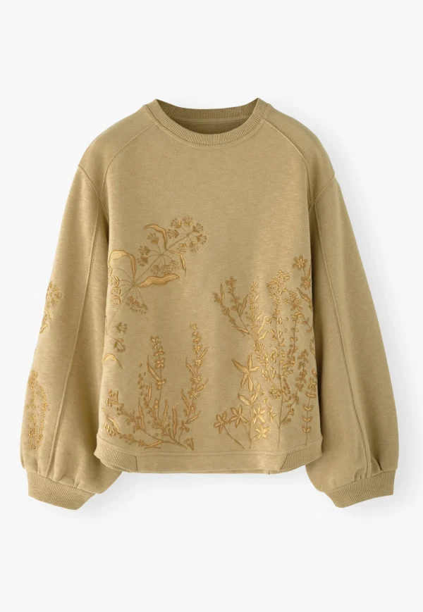 Women Wrap London Jersey Tops*Embroidered Sweatshirt