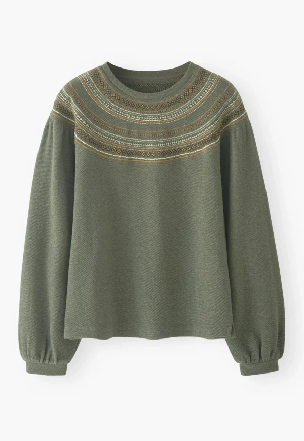 Women Wrap London Jersey Tops*Embroidered Sweatshirt