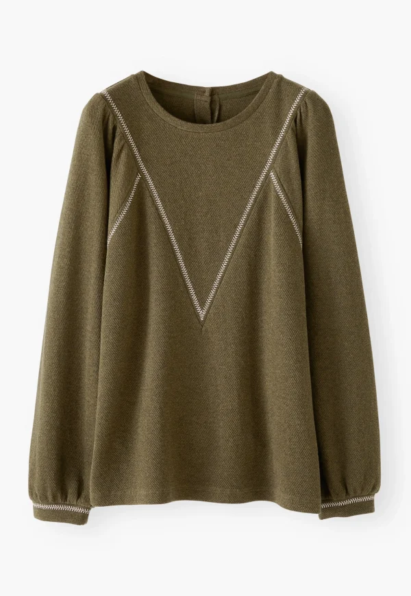 Women Wrap London Jersey Tops*Embroidered Sweatshirt