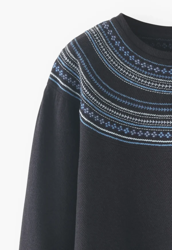 Women Wrap London Jersey Tops*Embroidered Sweatshirt