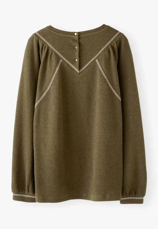 Women Wrap London Jersey Tops*Embroidered Sweatshirt