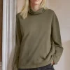 Women Wrap London Jersey Tops*Funnel-Neck Sweatshirt