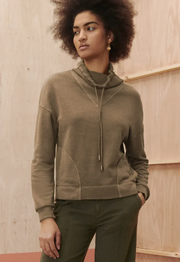 Women Wrap London Jersey Tops*Funnel-Neck Sweatshirt