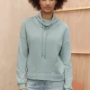 Women Wrap London Jersey Tops*Funnel-Neck Sweatshirt