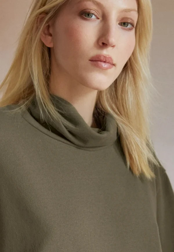 Women Wrap London Jersey Tops*Funnel-Neck Sweatshirt