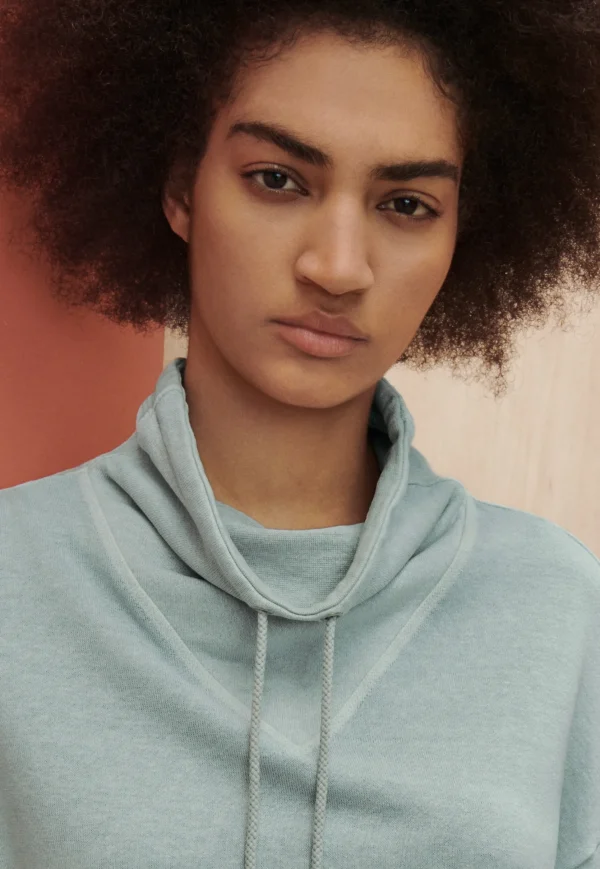 Women Wrap London Jersey Tops*Funnel-Neck Sweatshirt