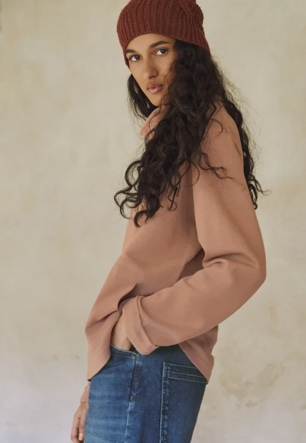 Women Wrap London Jersey Tops*Funnel-Neck Sweatshirt
