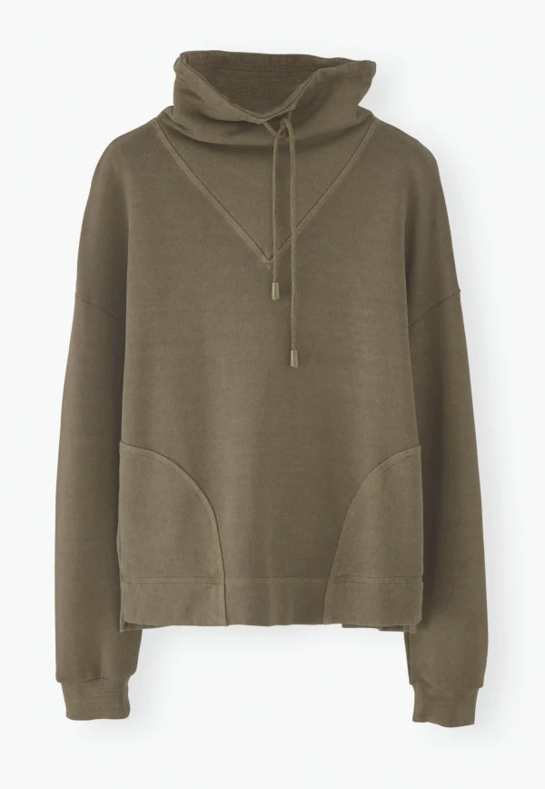 Women Wrap London Jersey Tops*Funnel-Neck Sweatshirt