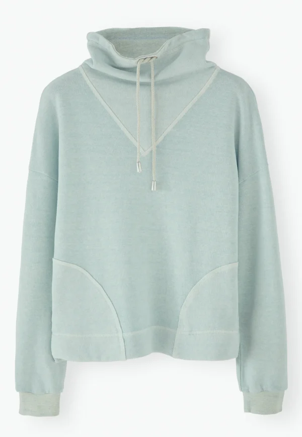 Women Wrap London Jersey Tops*Funnel-Neck Sweatshirt