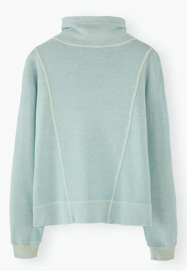 Women Wrap London Jersey Tops*Funnel-Neck Sweatshirt