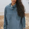 Women Wrap London Jersey Tops*Funnel-Neck Top