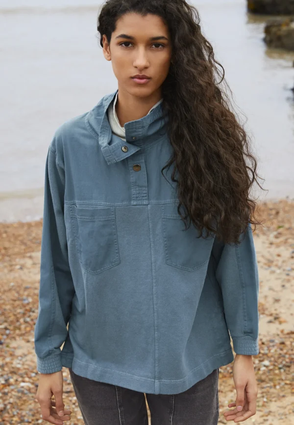 Women Wrap London Jersey Tops*Funnel-Neck Top