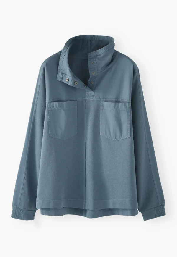 Women Wrap London Jersey Tops*Funnel-Neck Top
