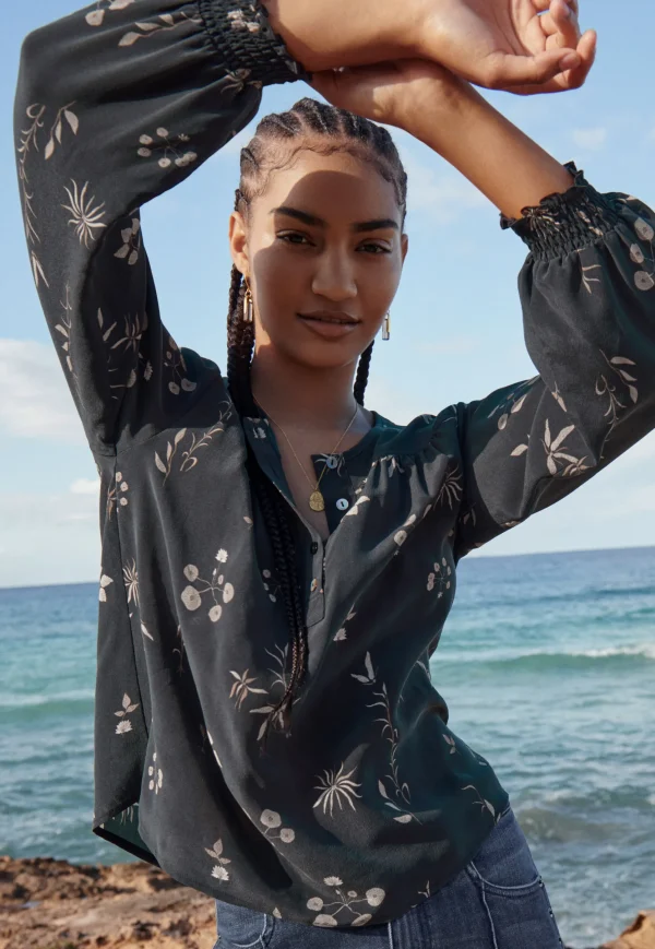 Women Wrap London Shirts & Tops*Half-Placket Printed Blouse