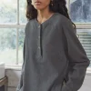 Women Wrap London Jersey Tops*Half-Placket Sweatshirt