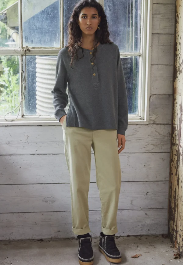 Women Wrap London Jersey Tops*Half-Placket Sweatshirt