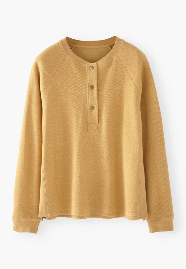 Women Wrap London Jersey Tops*Half-Placket Sweatshirt