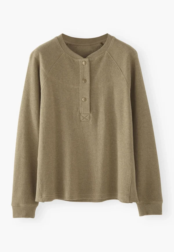Women Wrap London Jersey Tops*Half-Placket Sweatshirt