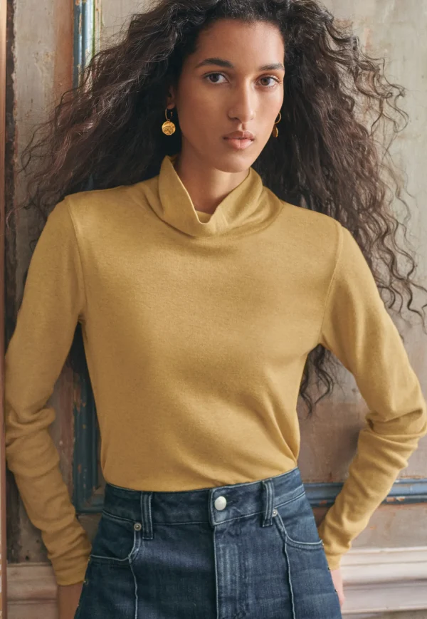 Women Wrap London Jersey Tops*High-Neck Top