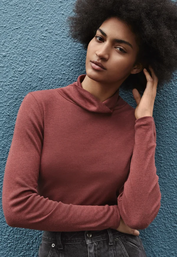 Women Wrap London Jersey Tops*High-Neck Top