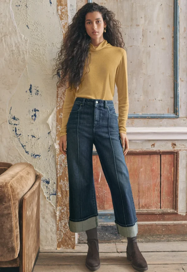 Women Wrap London Jersey Tops*High-Neck Top