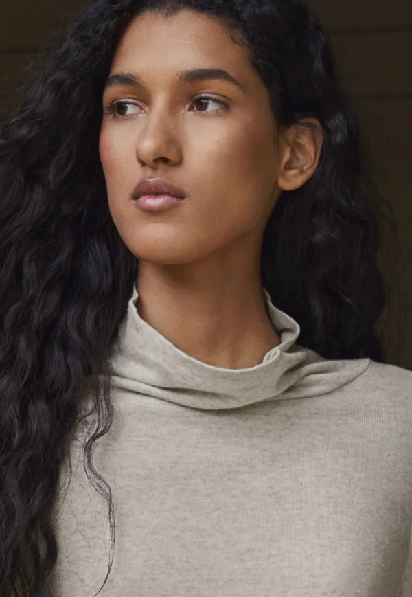 Women Wrap London Jersey Tops*High-Neck Top