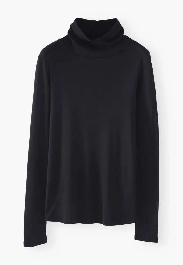 Women Wrap London Jersey Tops*High-Neck Top