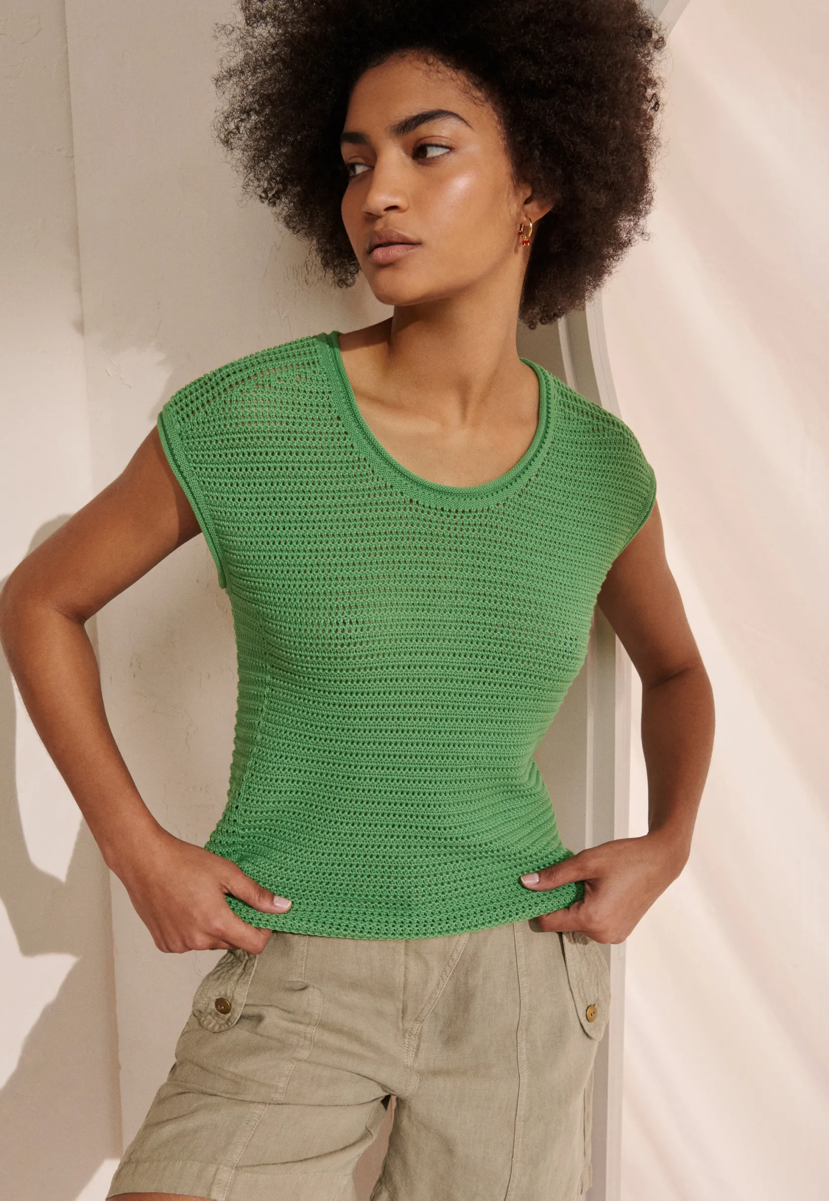 knitted_meshstitch_top_0-1.webp Women Wrap London Knitwear*Knitted Mesh-Stitch Top