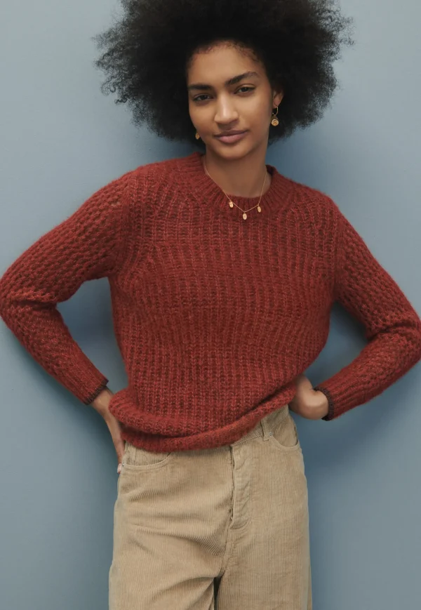 Women Wrap London Knitwear*Mesh-Sleeve Sweater