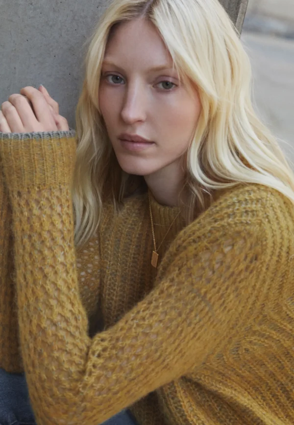 Women Wrap London Knitwear*Mesh-Sleeve Sweater