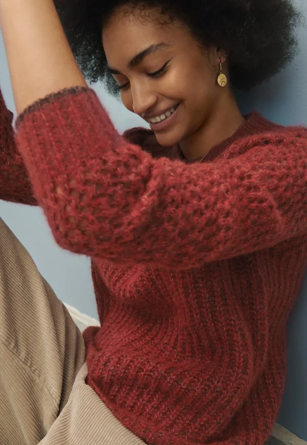 Women Wrap London Knitwear*Mesh-Sleeve Sweater