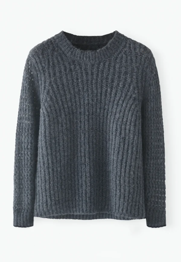 Women Wrap London Knitwear*Mesh-Sleeve Sweater