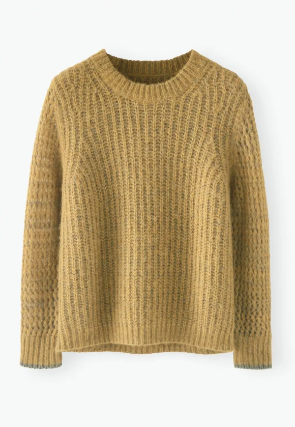 Women Wrap London Knitwear*Mesh-Sleeve Sweater