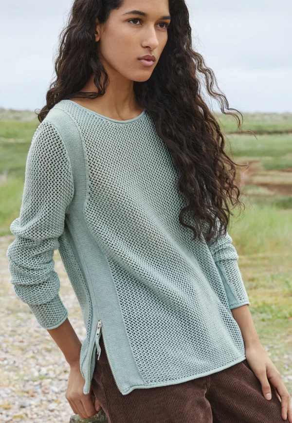 Women Wrap London Knitwear*Mesh-Stitch Sweater