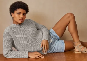 Women Wrap London Knitwear*Moss-Stitch Sweater