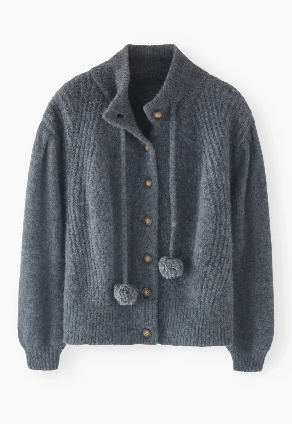 Women Wrap London Knitwear*Pompom Tassel Cardigan