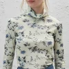 Women Wrap London Jersey Tops*Printed Jersey Top